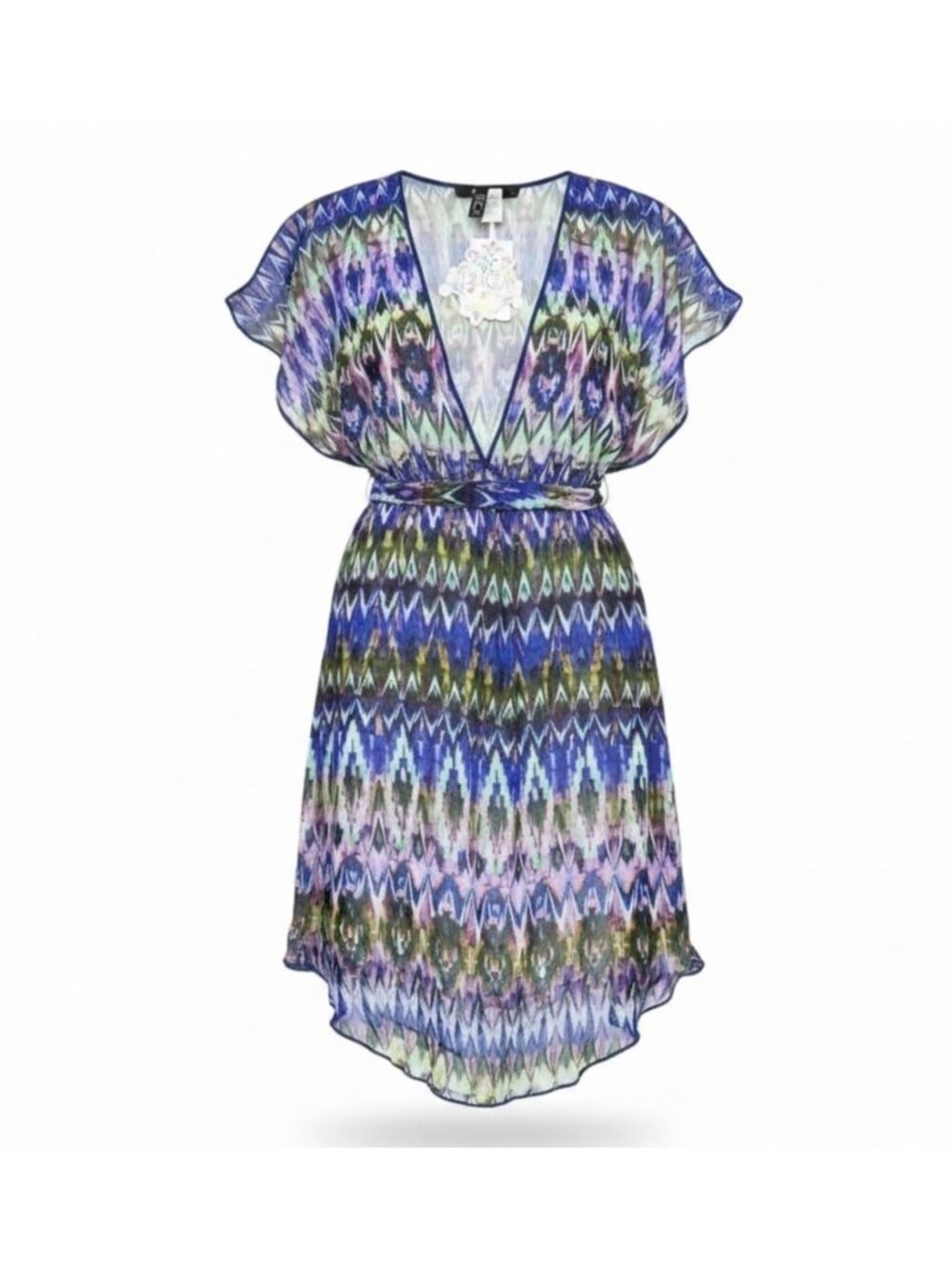 Becca By Rebecca Virtue Womens Multi-Color V-Neck Kaftan Cover-Up Size M-L